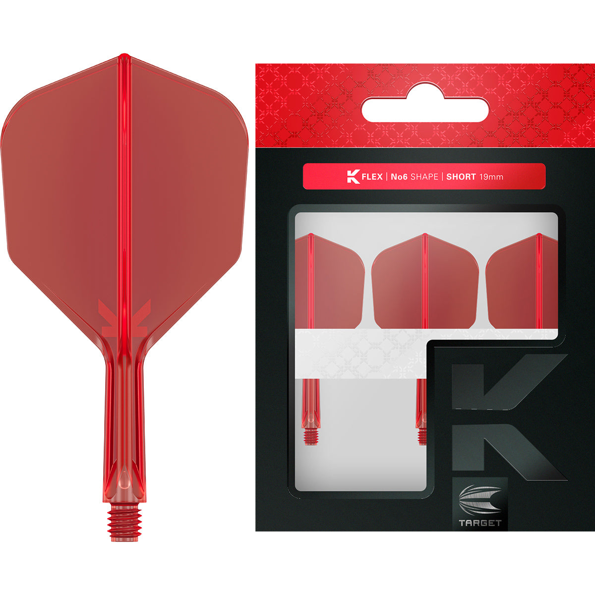 K,Flex Red No6 One Piece Flights by Target image showing the retail packaging.