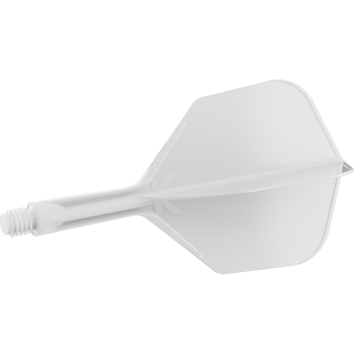 K,Flex White No6 One Piece Flights by Target angled view highlighting the product design and profile.
