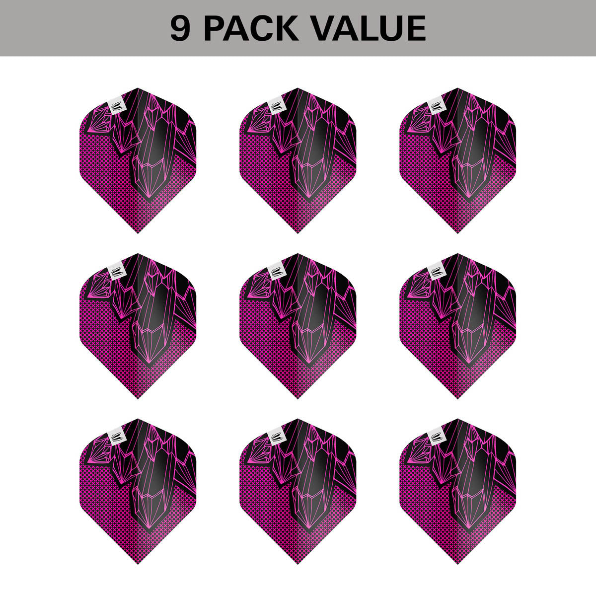 Target Lorraine Winstanley G2 Pro Ultra Dart Flights (3 Sets) image showing the included 9 pack of dart flights.