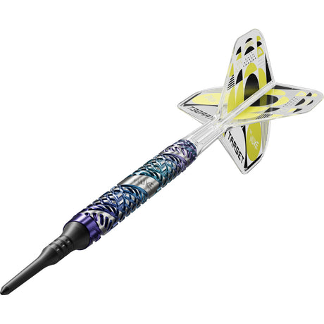 Luke Littler Edge Soft Tip Darts close up image highlighting the barrel grip texture and precision machining detail