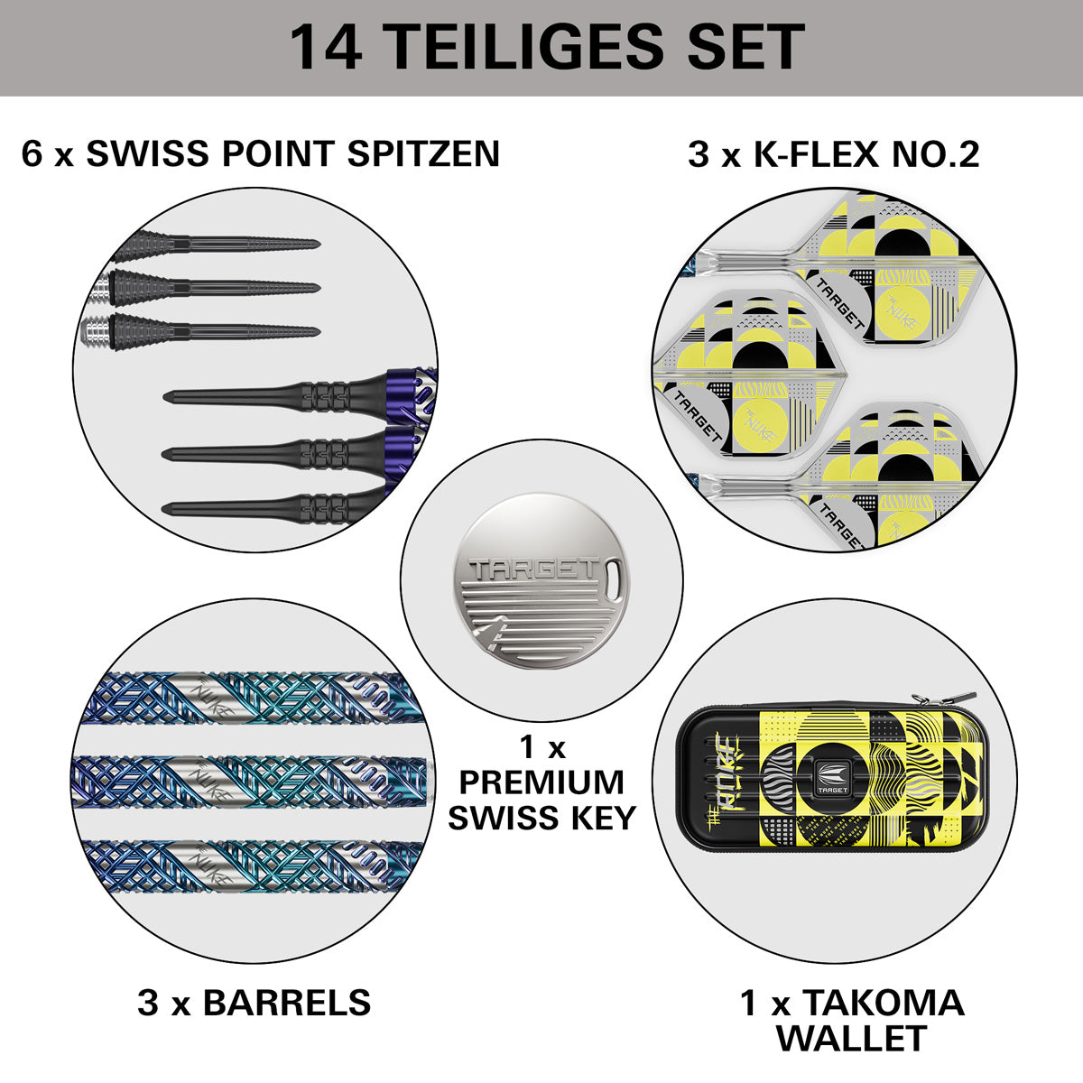 Luke Littler Edge Soft Tip Darts contents image displaying everything included inside the box