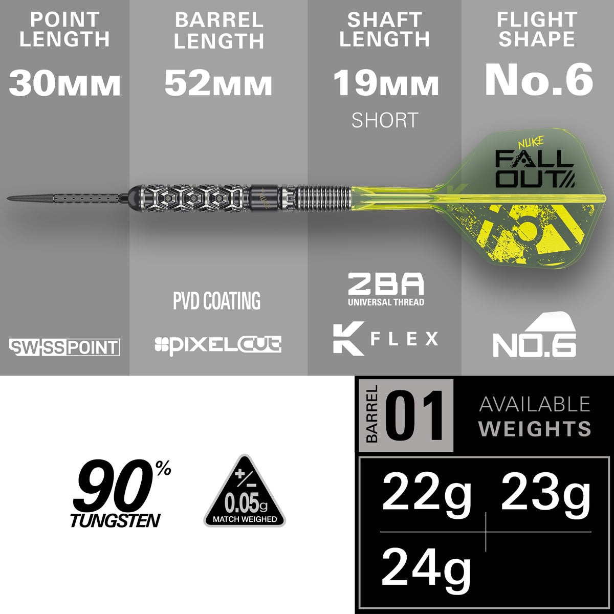 Target Luke Littler Fallout Swiss Point 90% Tungsten Steel Tip Darts