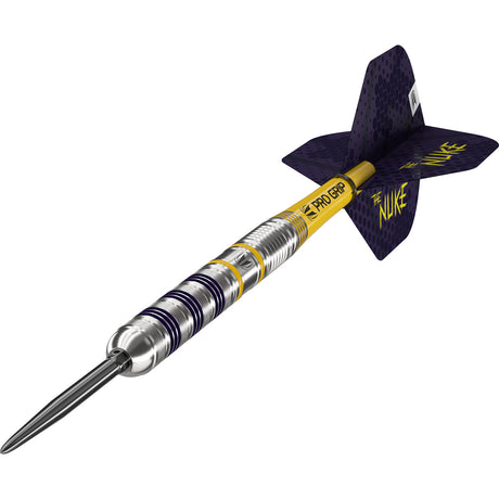 Luke Littler Loadout SP Steel Tip Darts dynamic angle view showing the barrel and grip up close