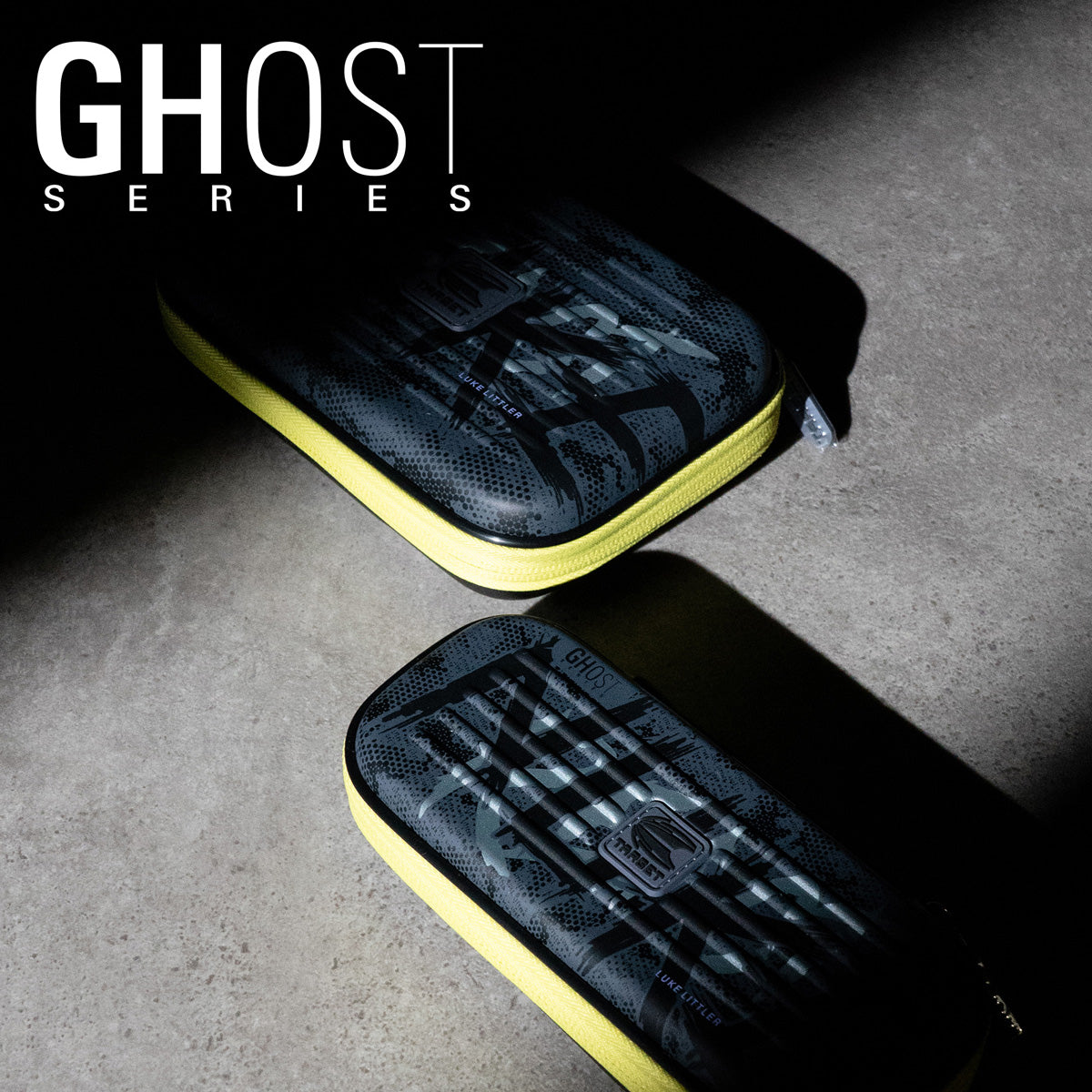 Target Luke Littler Takoma Ghost Dart Case lifestyle image showing the case in use with darts and accessories