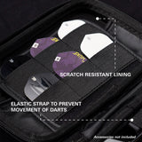 Target Luke Littler Takoma Ghost XL Dart Case image highlighting the internal storage compartments, straps, and accessory holders