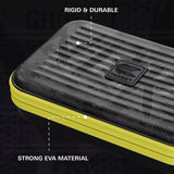 Target Luke Littler Takoma Ghost XL Dart Case image highlighting the external materials, zip, handle, branding, and protective construction