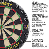 Luke The Nuke Littler Cabinet and Dartboard Set by Target image highlighting the dartboard playing surface and sisal construction and the number ring