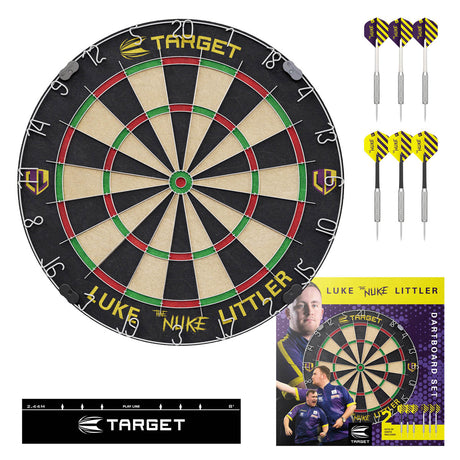 Luke The Nuke Littler Dartboard Set by Target main product image showing the dartboard set and product contents
