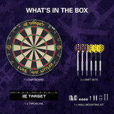 Luke The Nuke Littler Dartboard Set by Target image showing everything included inside the box