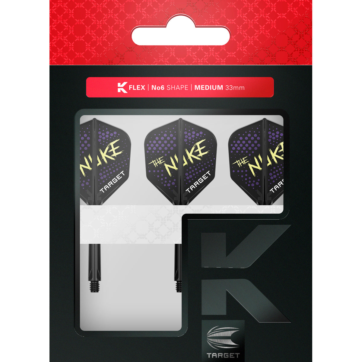 Luke 'The Nuke' Littler K,Flex One Piece Flights by Target image showing the retail packaging.