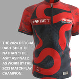 Target Nathan Aspinall 2025 Playing Shirt front view image showing the complete shirt design, colours, and sponsor logos
