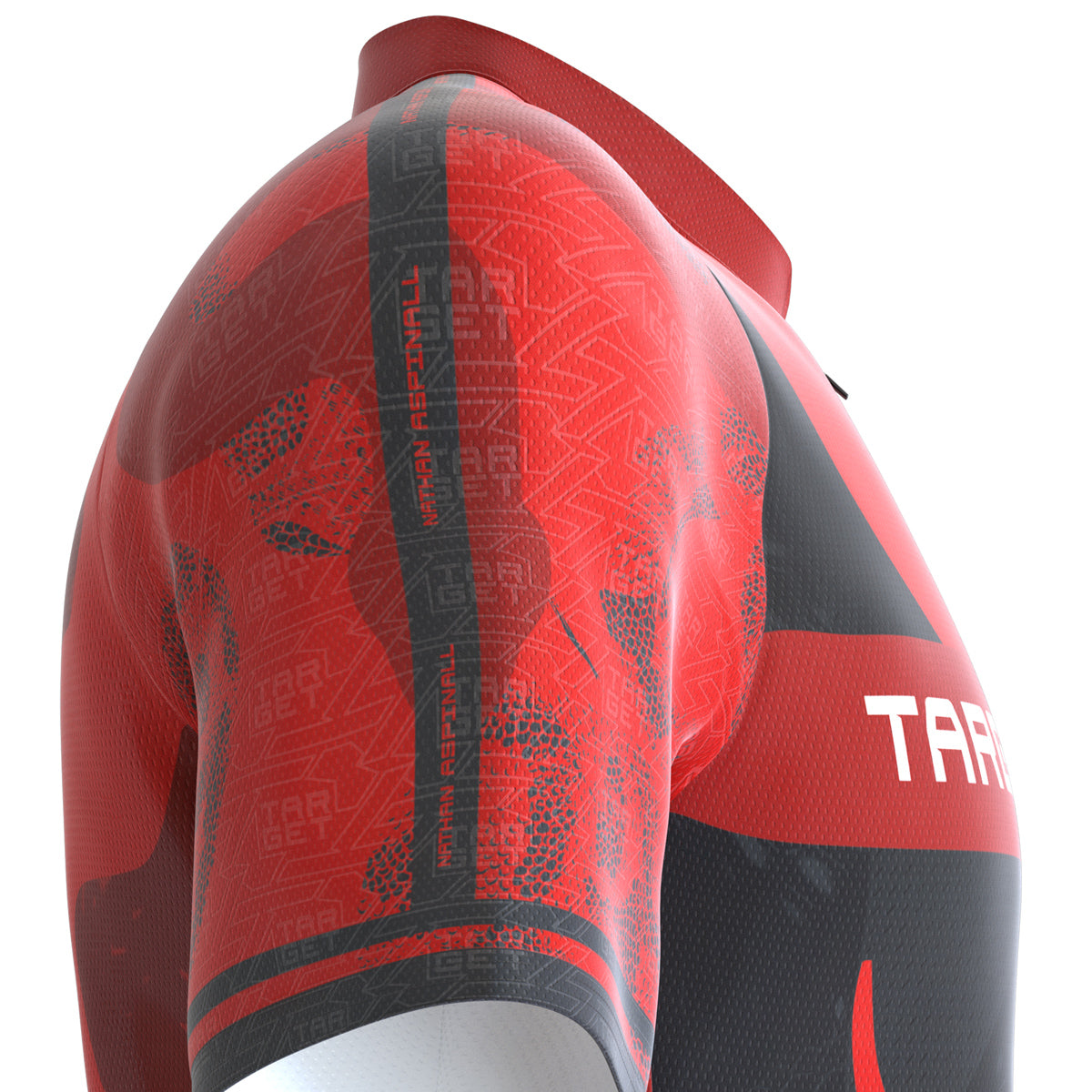Target Nathan Aspinall 2025 Playing Shirt side profile image showing the fit, cut, and design details