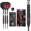 Nathan Aspinall 80 Black Steel Tip Darts main product image showing the darts, packaging, flights, shafts, and included accessories