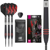 Nathan Aspinall 80 Black Steel Tip Darts main product image showing the darts, packaging, flights, shafts, and included accessories