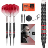 Nathan Aspinall Asp 95K SP Steel Tip Darts main product image showing the darts, packaging, flights, shafts, and included accessories
