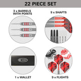 Nathan Aspinall Brass Steel Tip Darts contents image displaying everything included inside the box