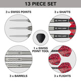 Nathan Aspinall G1 Steel Tip Darts contents image displaying everything included inside the box