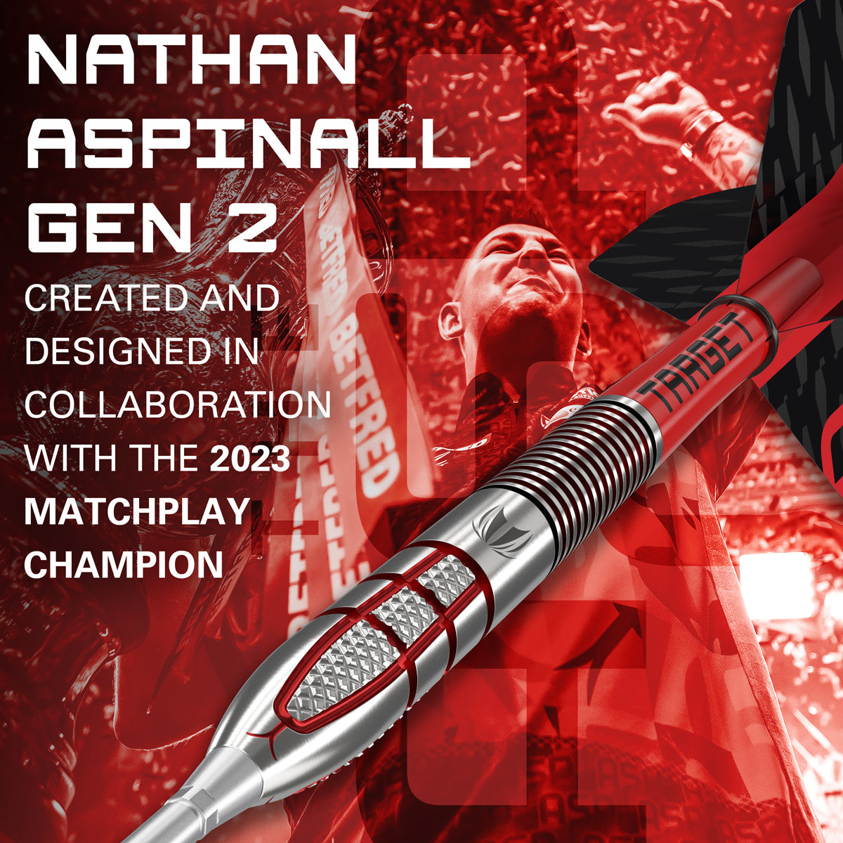 Nathan Aspinall G2 SP Steel Tip Darts player card image showing the collaboration with professional darts player Nathan Aspinall