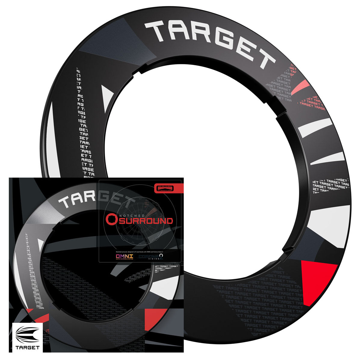 Target Patterned Notched Dartboard Surround