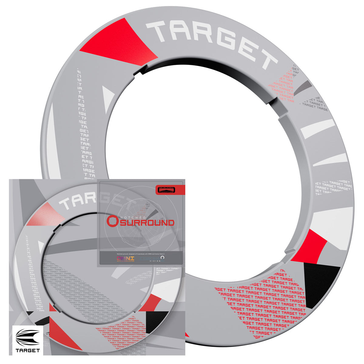 Target Patterned Notched Dartboard Surround