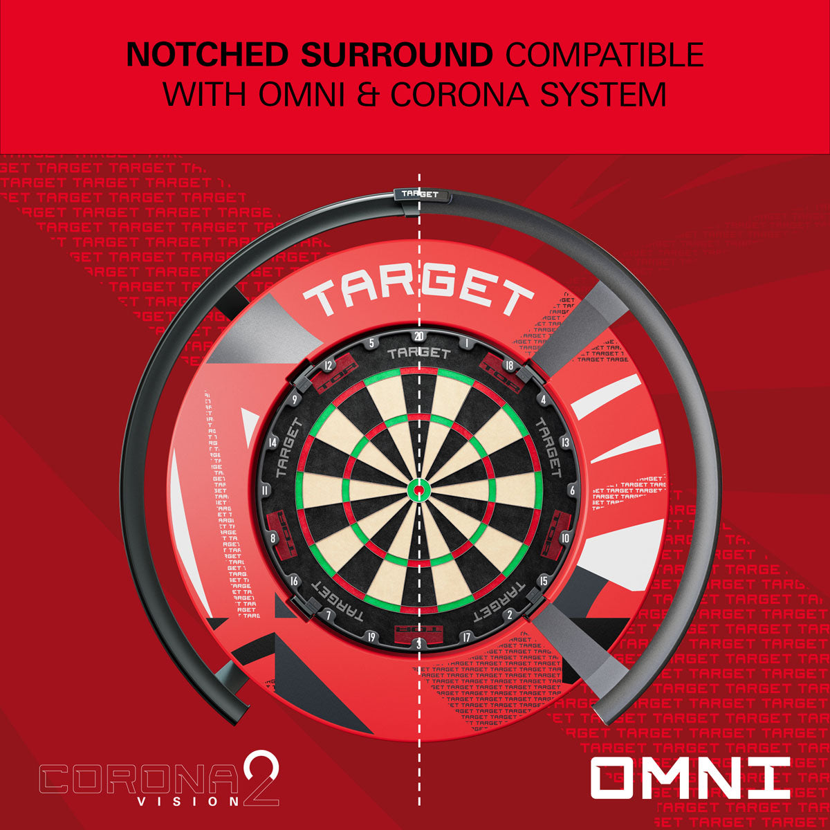 Target Patterned Notched Dartboard Surround
