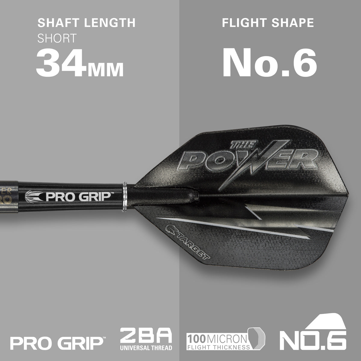 Phil Taylor 8ZERO Black S2 darts flight and shaft specifications image displaying the included setup configuration