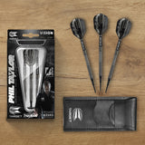 Phil Taylor 8ZERO Black S2 darts lifestyle image featuring a premium electronic darts setup and modern playing environment
