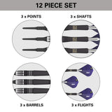 Phil Taylor Power 9Five G10 Soft Tip Darts contents image displaying everything included inside the box