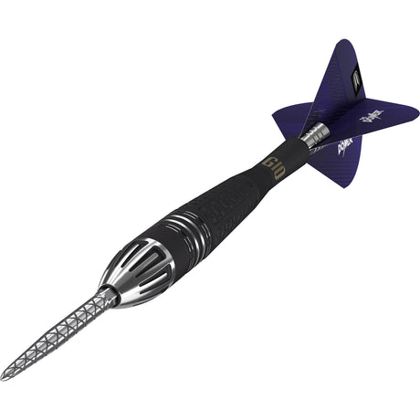 Phil Taylor Power 9Five G10 Steel Tip Darts close up image highlighting the barrel grip texture and precision machining detail