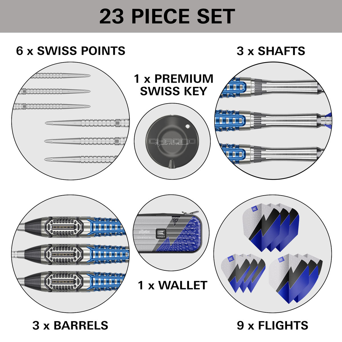 Target Phil Taylor Power Chrono Swiss Point 95% Tungsten Steel Tip Darts