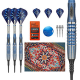 Phil Taylor Power Gx2 Soft Tip Darts main product image showing the darts, packaging, flights, shafts, and included accessories