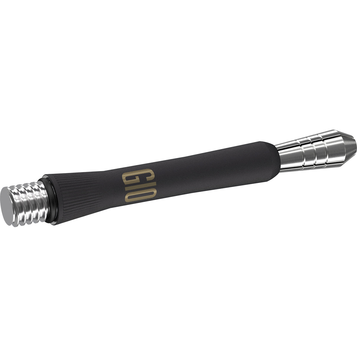 Phil Taylor Power Titanium G10 Black Dart Stems Shafts angled image displaying the overall shaft profile and design