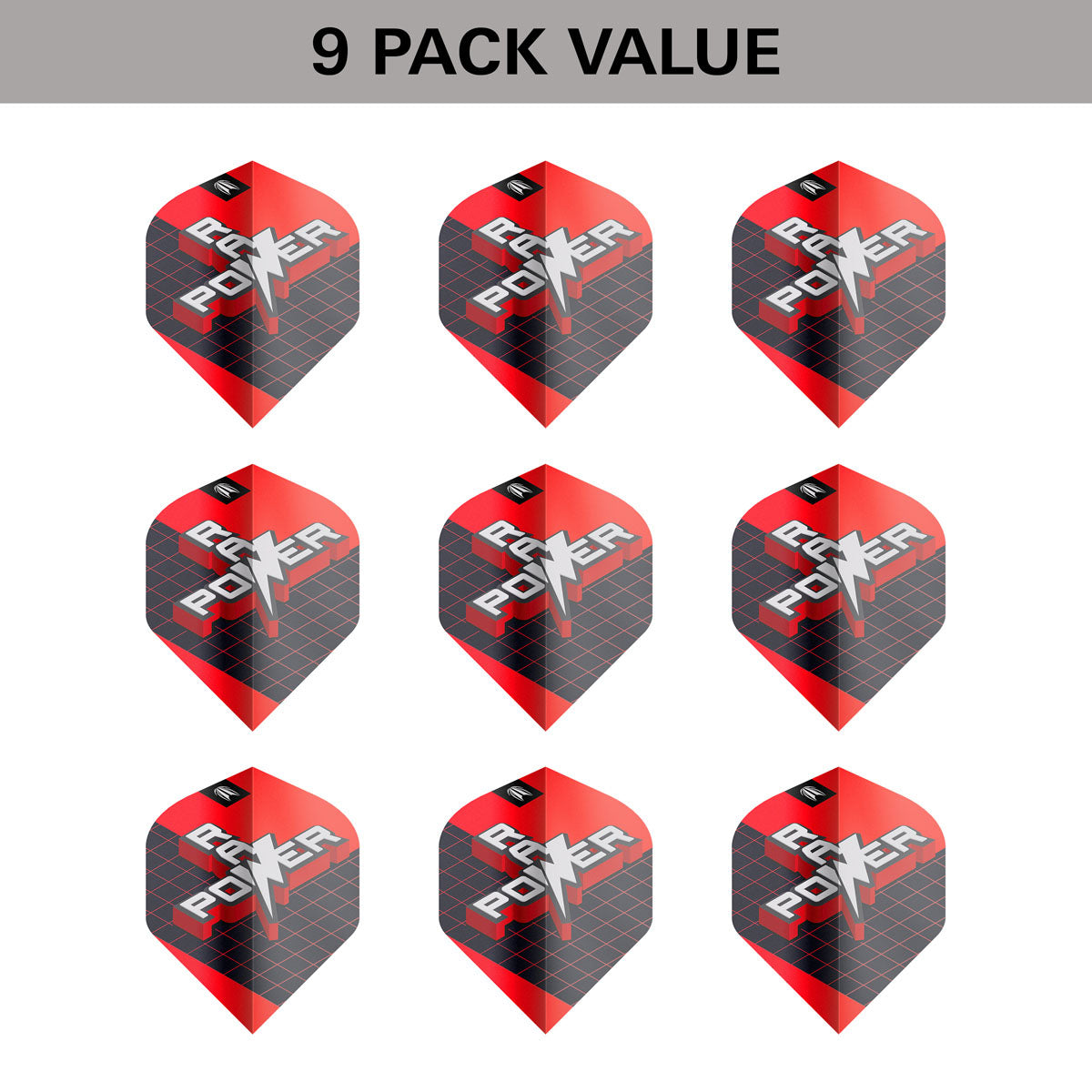 Phil Taylor Raw Power G11 Pro Ultra Dart Flights x 3 Sets by Target No2 image showing the included 9 pack of dart flights.