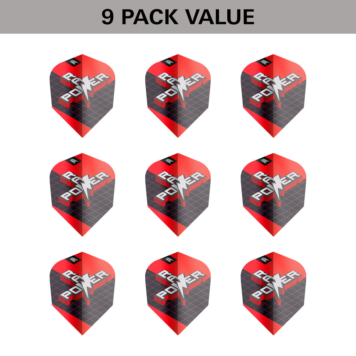 Phil Taylor Raw Power G11 Pro Ultra Dart Flights x 3 Sets by Target No6 image showing the included 9 pack of dart flights.