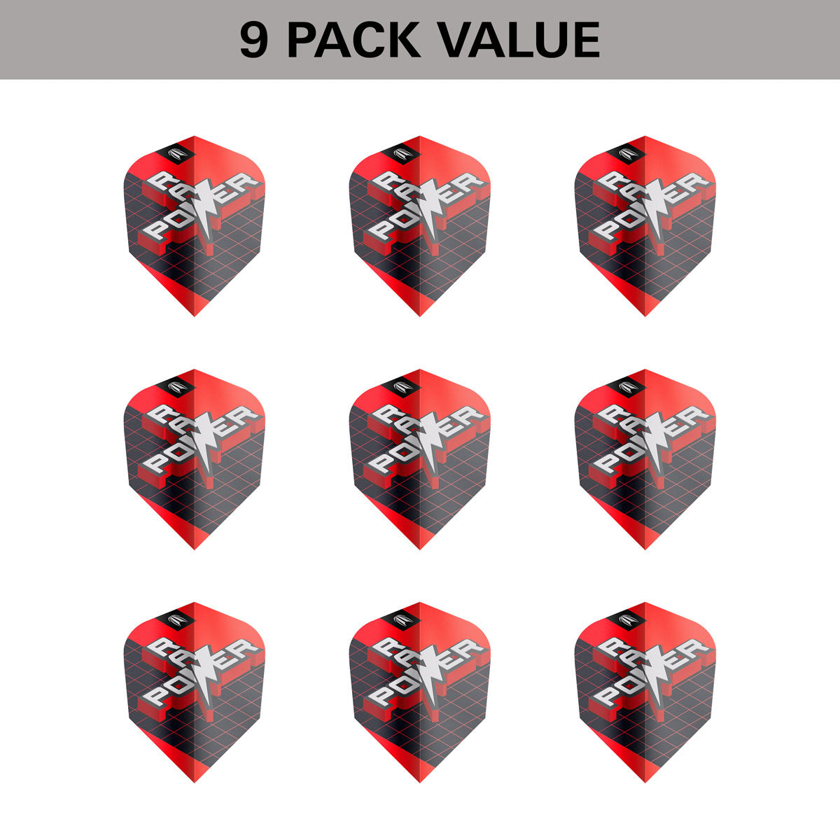 Phil Taylor Raw Power G11 Pro Ultra Dart Flights x 3 Sets by Target Ten,X image showing the included 9 pack of dart flights.