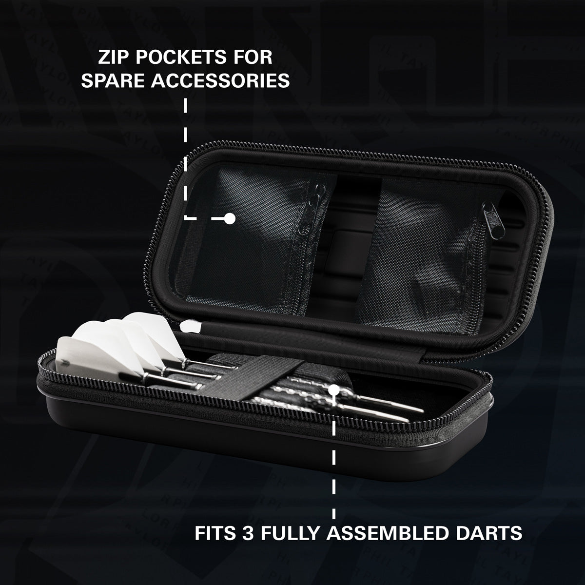 Target Phil Taylor Takoma Ghost Dart Case image showing the inside of the case with storage compartments and layout