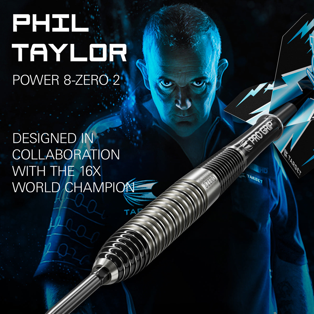 Power 8Zero 2 branding image featuring the iconic Phil Taylor inspired design and Target performance styling