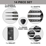 Power 8Zero 4 Steel Tip Darts contents image displaying everything included inside the box