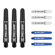 Pro Grip 3 Set Multipack Black White and Blue Dart Stems Shafts main product image showing the shafts, packaging, and included contents