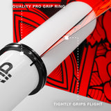 Pro Grip 3 Set Multipack Black White and Red Dart Stems Shafts image showing compatibility with dart flights and flight mounting system