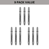 Pro Grip TAG GW Black Grey image highlighting the 9 pack value format containing three sets of shafts for extended use and improved value.