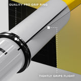 Pro Grip TAG GW Black White image showing compatibility with dart flights and flight mounting system
