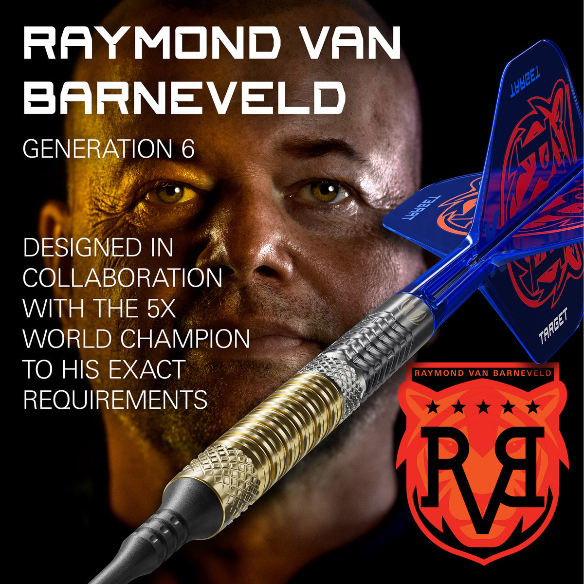 Raymond van Barneveld G6 player branding image featuring signature styling and premium Target performance design