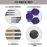 Raymond van Barneveld G6 Soft Tip Darts contents image displaying everything included inside the box