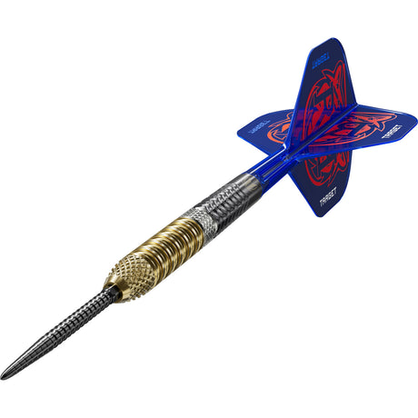 Raymond van Barneveld G6 Steel Tip Darts close up image highlighting the barrel grip texture and precision machining detail