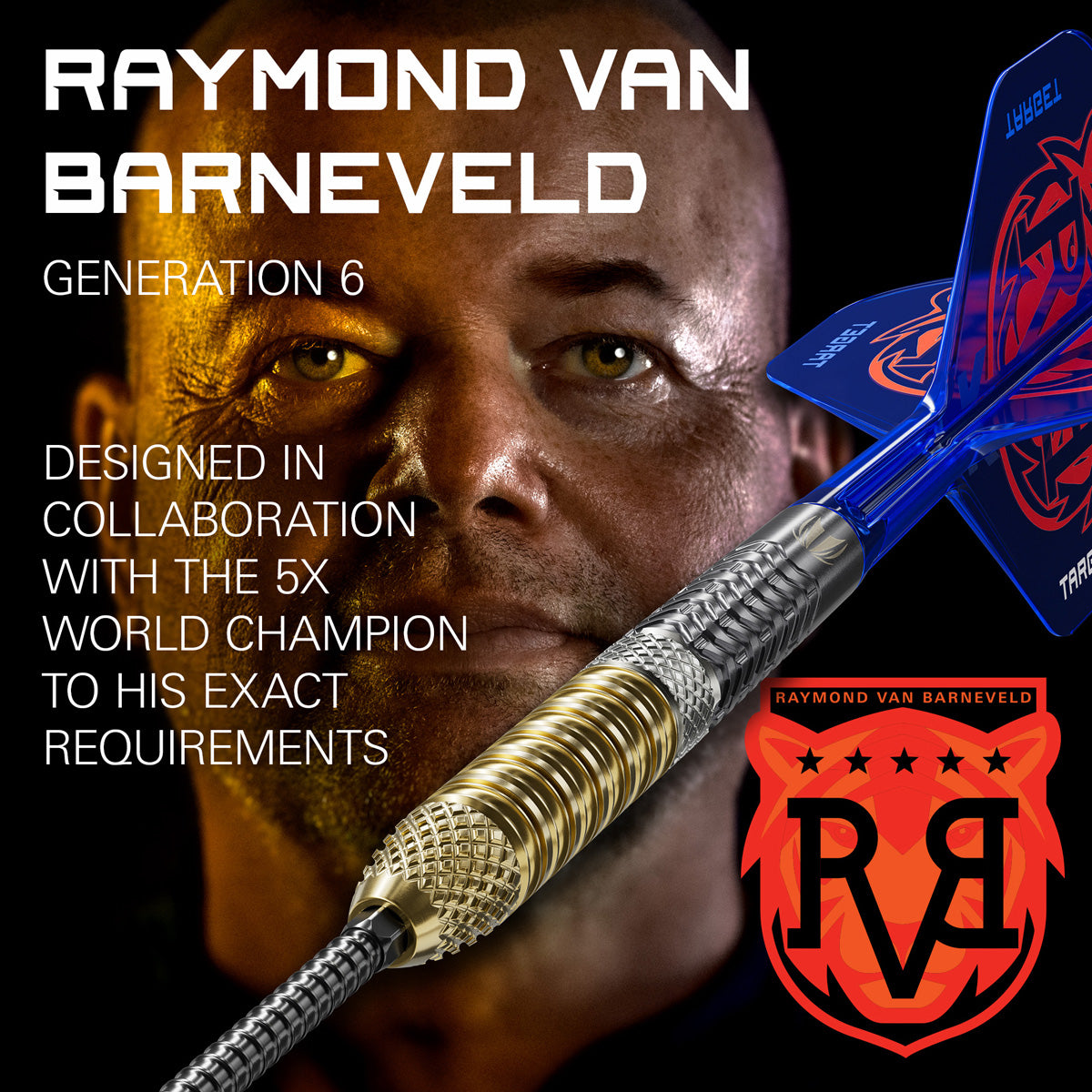Raymond van Barneveld G6 player branding image featuring signature styling and premium Target performance design