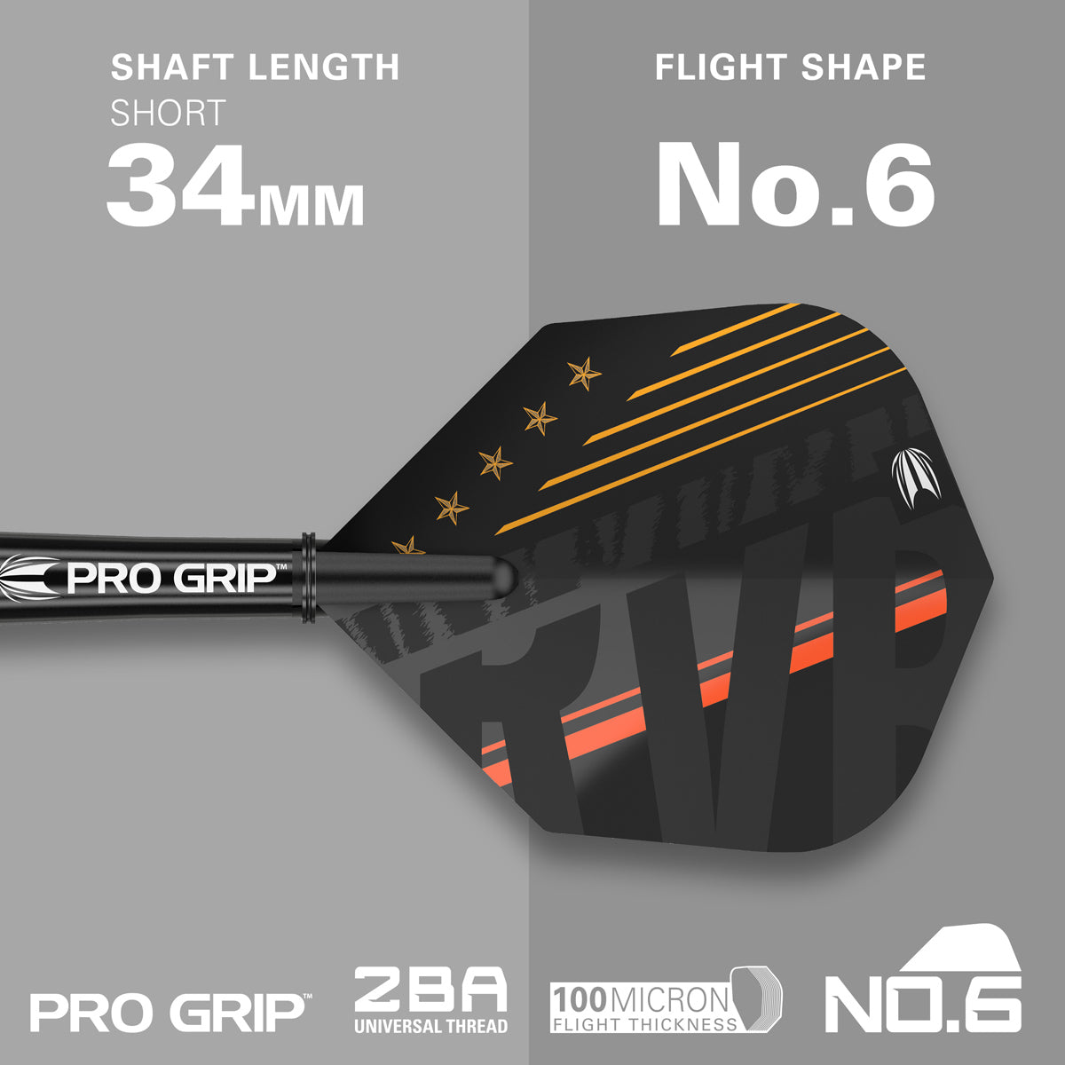 Raymond Van Barneveld RVB 80 Black darts flight and shaft specifications image displaying the included setup configuration