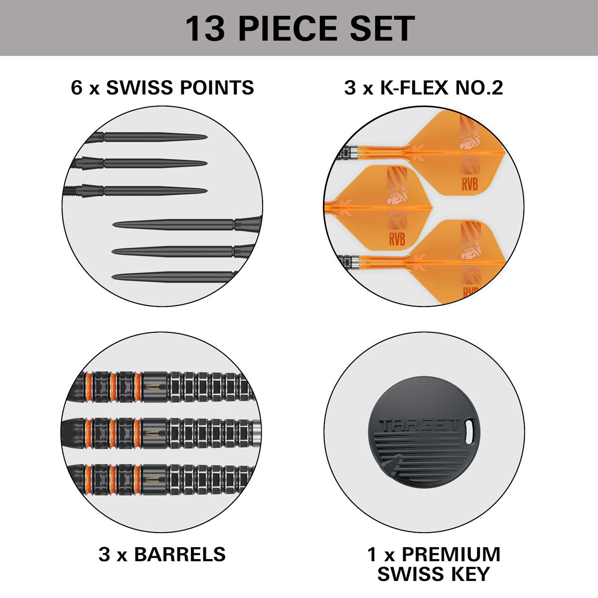Target Raymond van Barneveld RVB 95K Swiss Point 95% Tungsten Steel Tip Darts