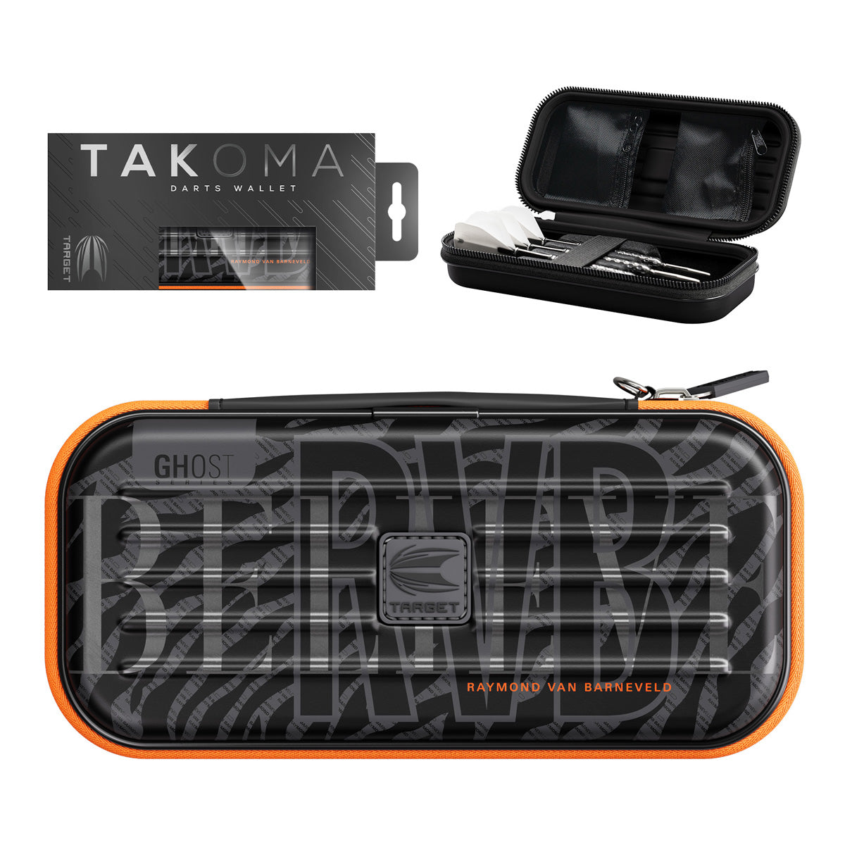Target Raymond van Barneveld Takoma Ghost Dart Case main product image showing the case and included contents