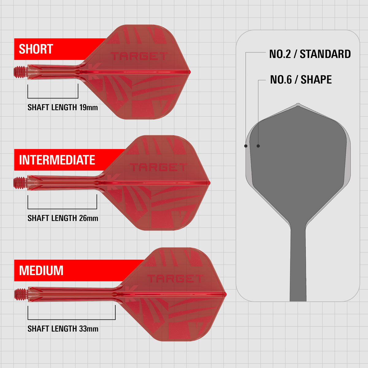 Target Printed Red K-Flex Integrated Flights & Shafts No2